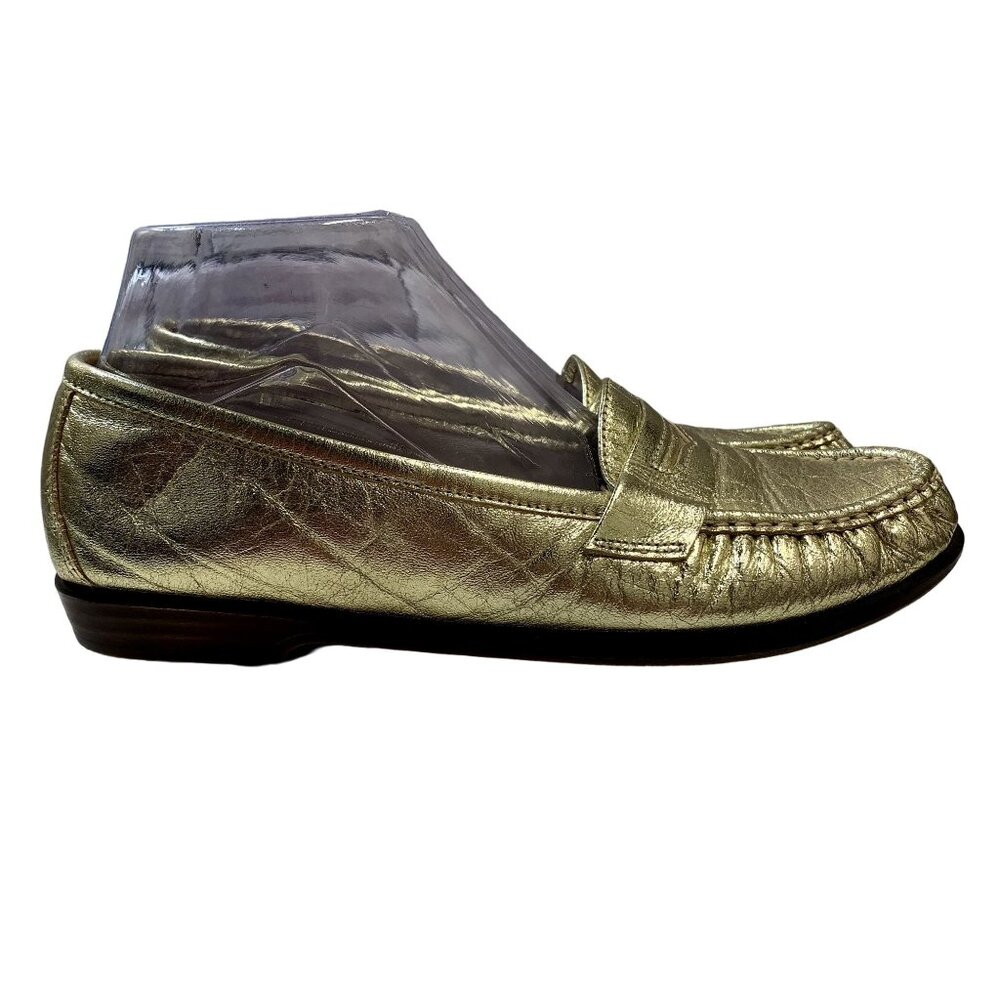 SAS Shoes Womens 8.5 M Metallic Gold Tripad Comfort Orthopedic Leather Loafers